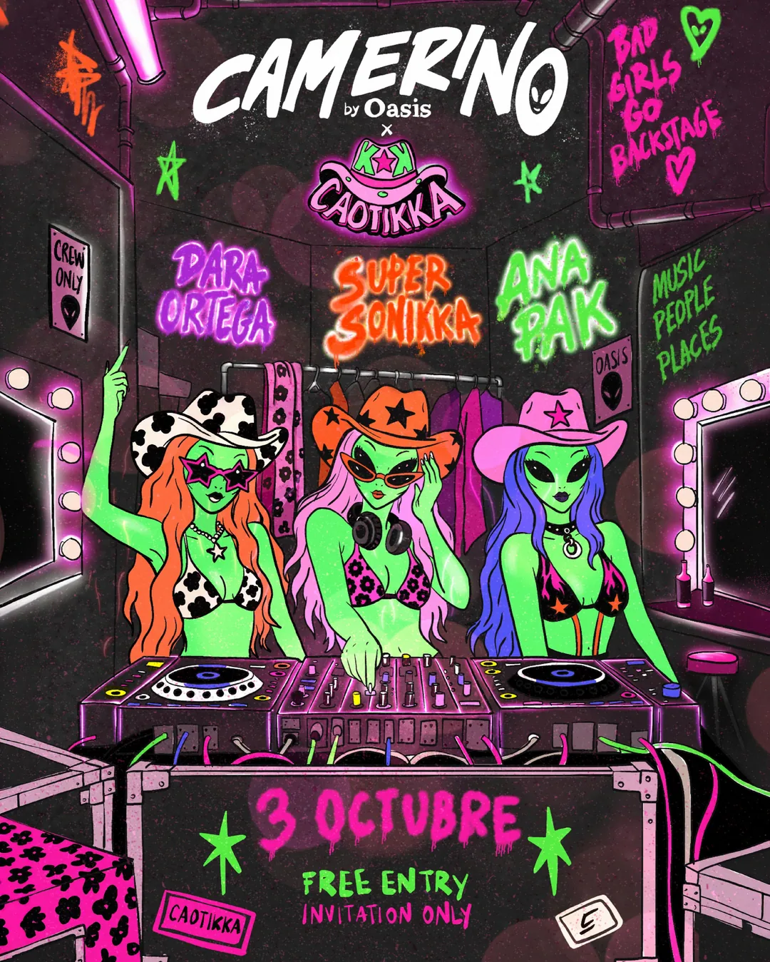 Cartel de CAMERINO BY OASIS x CAOTIKKA - NEON PARTY