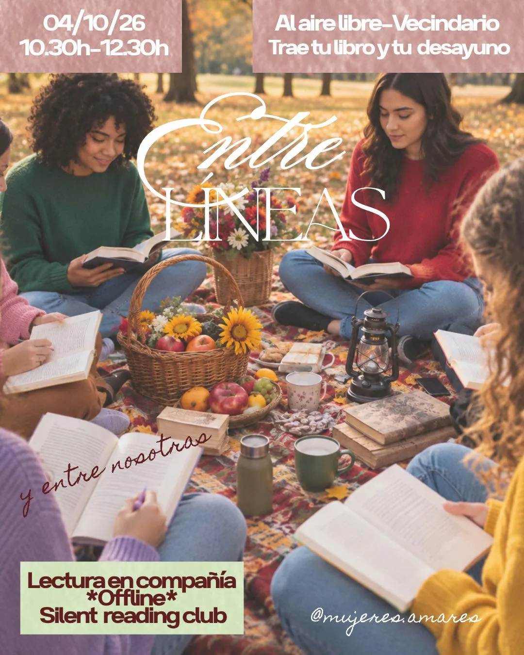 Cartel de Entre Líneas - Encuentro mensual de lectura al aire libre