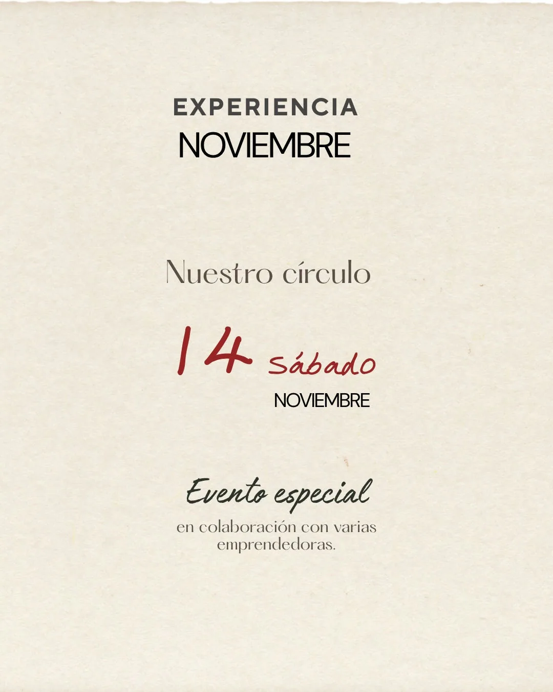 Cartel de Experiencia Noviembre - Nuestro círculo