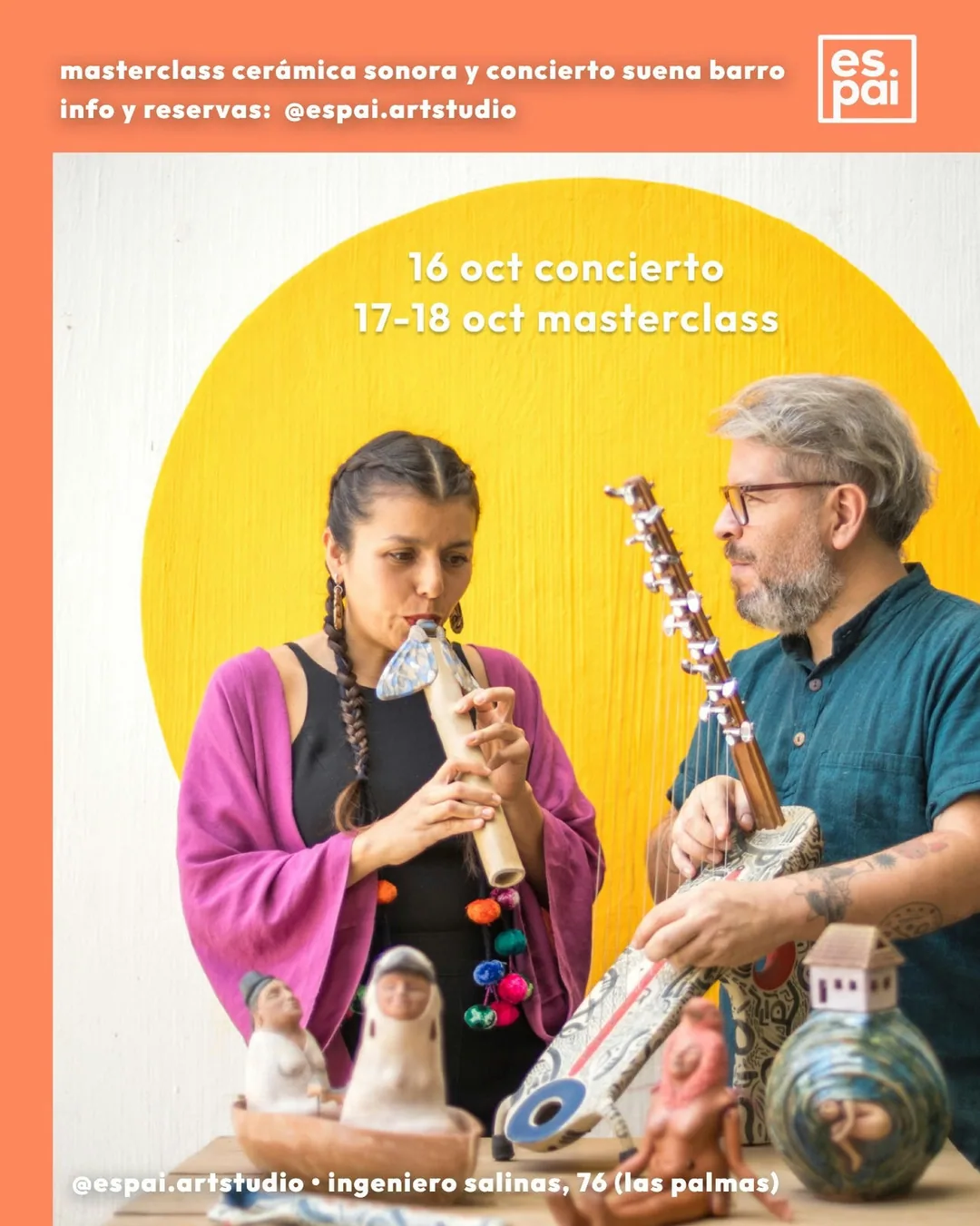 Cartel de Masterclass cerámica sonora y concierto Suena Barro