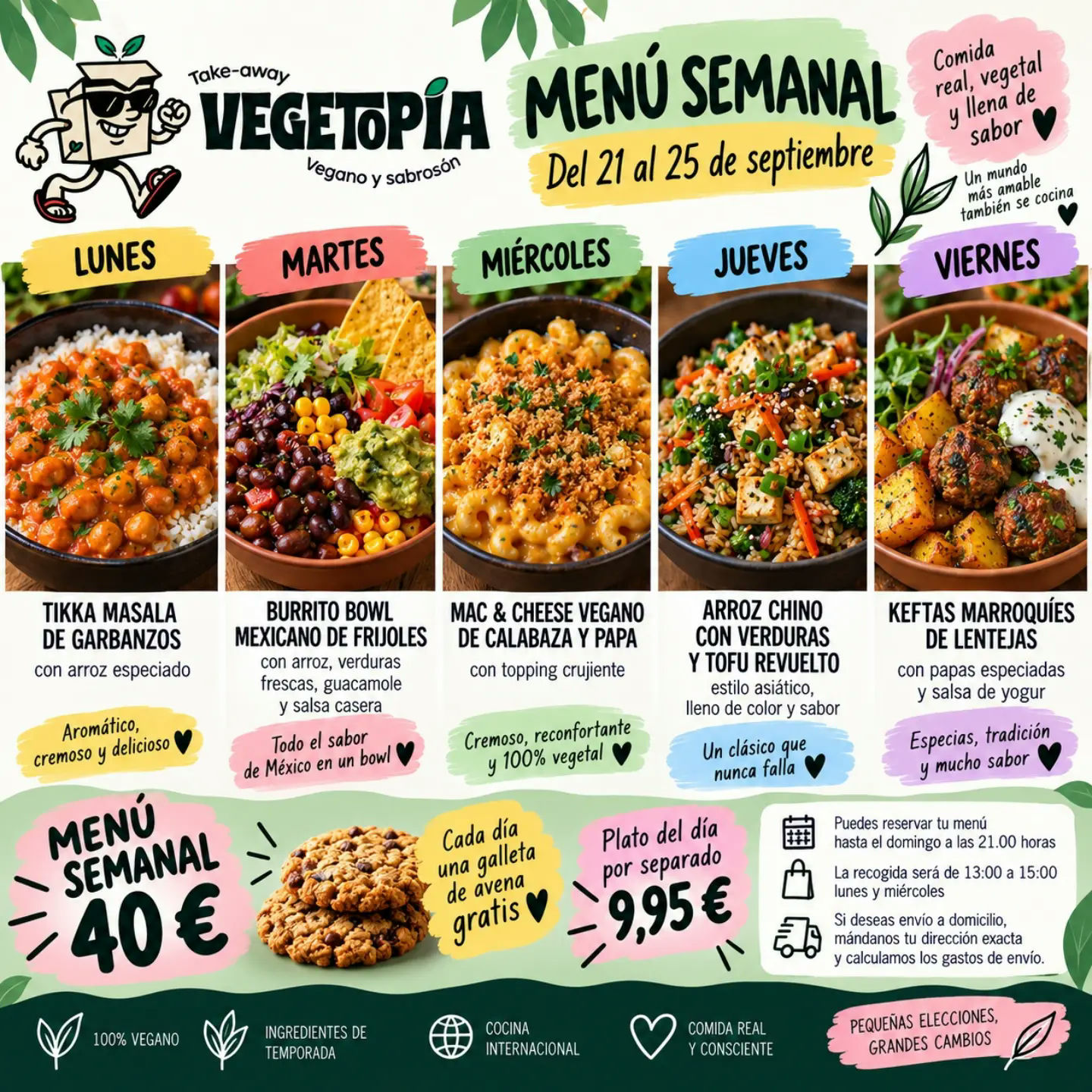Imagen de la publicación: Menú semanal de platos veganos internacionales en Vegetopía