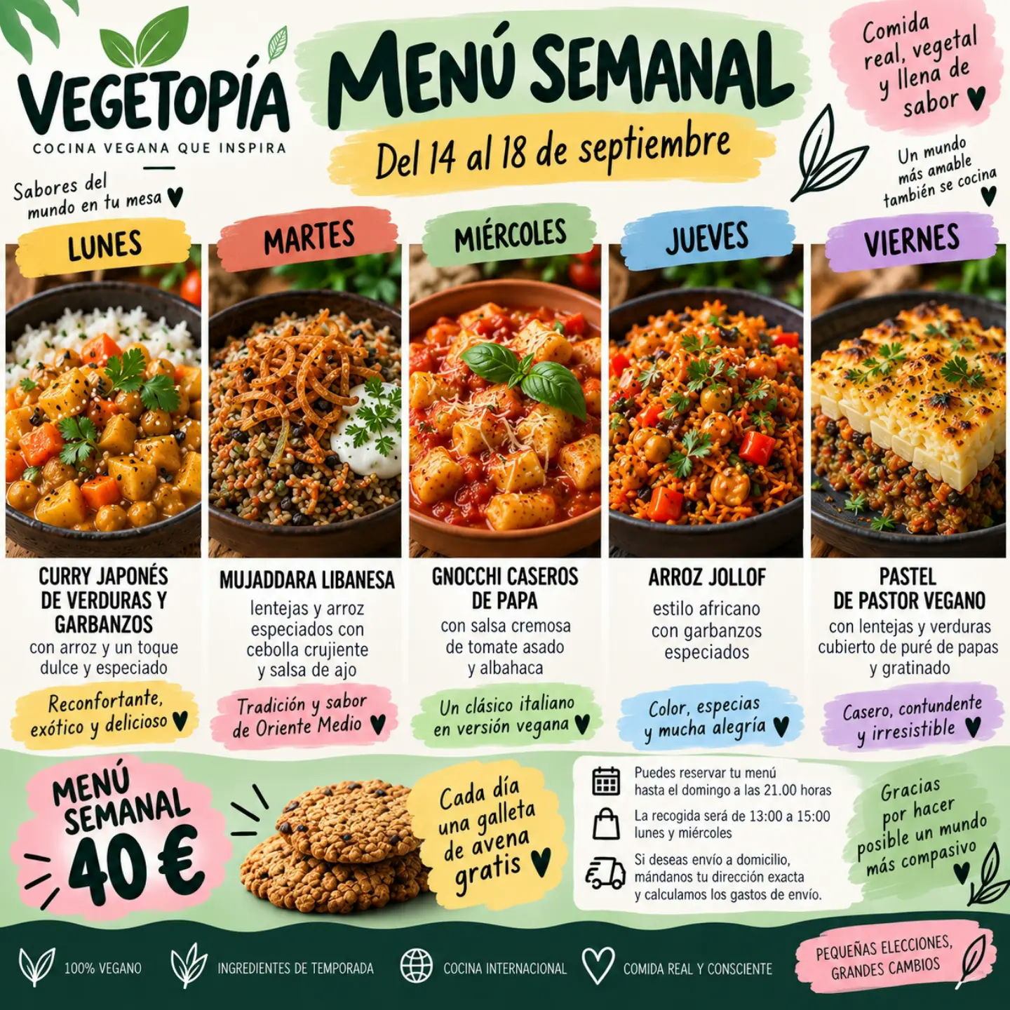 Imagen de la publicación: Menú semanal vegano de Vegetopía del 14 al 18 de septiembre