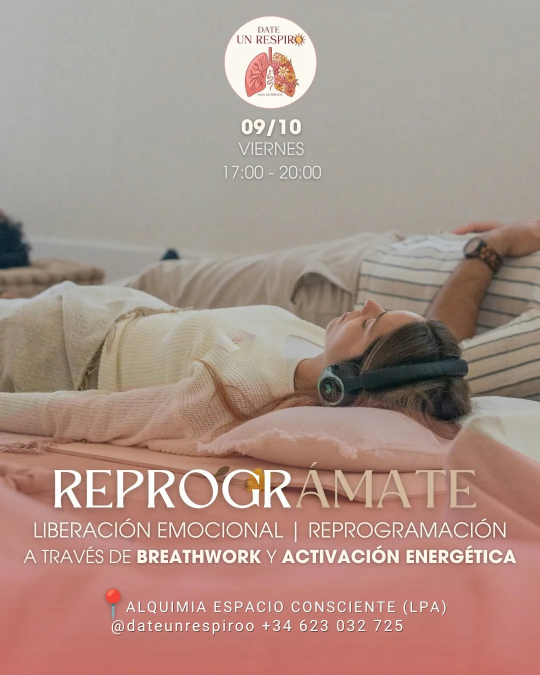 Cartel de Reprogramate: Liberación emocional y reprogramación a través de breathwork y activación energética