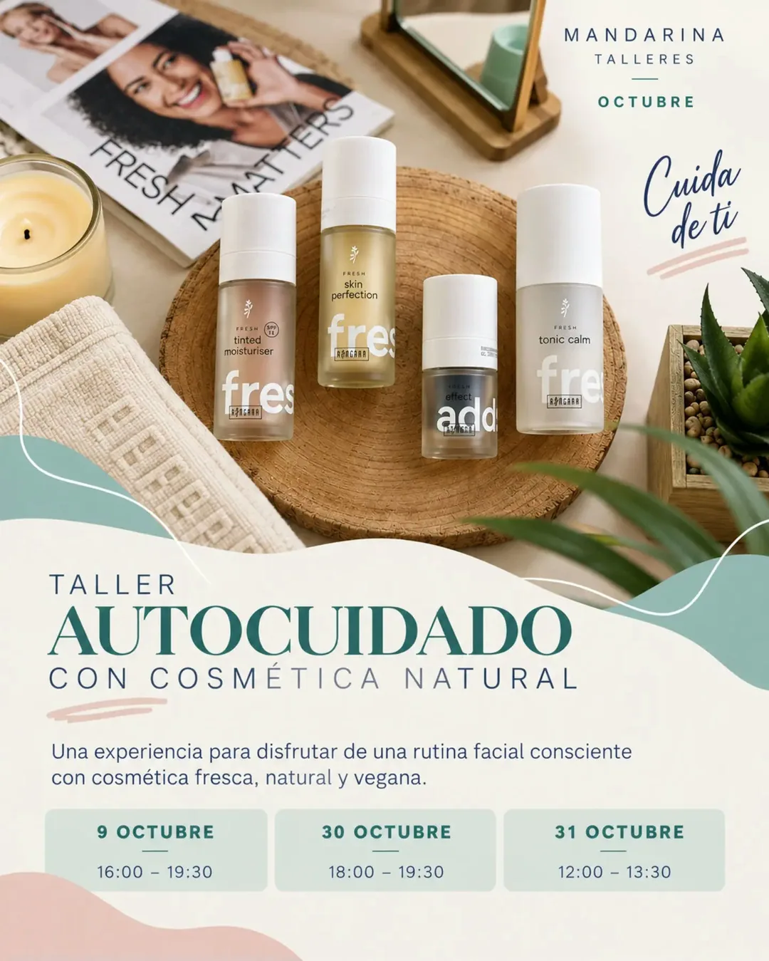 Cartel de Taller Autocuidado con Cosmética Natural