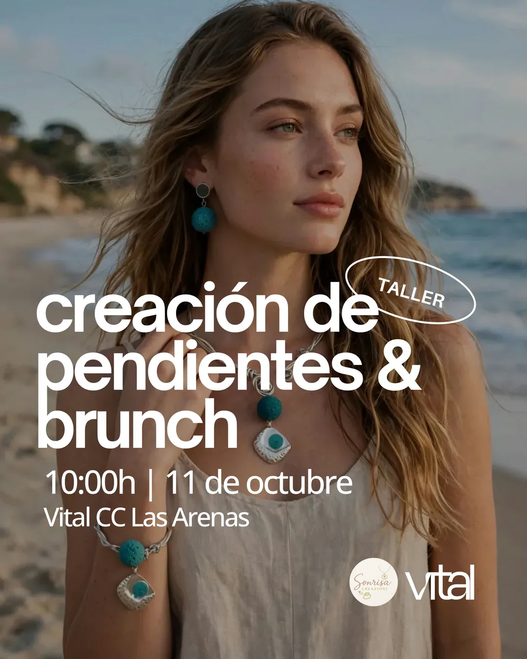 Cartel de Taller creación de pendientes & brunch