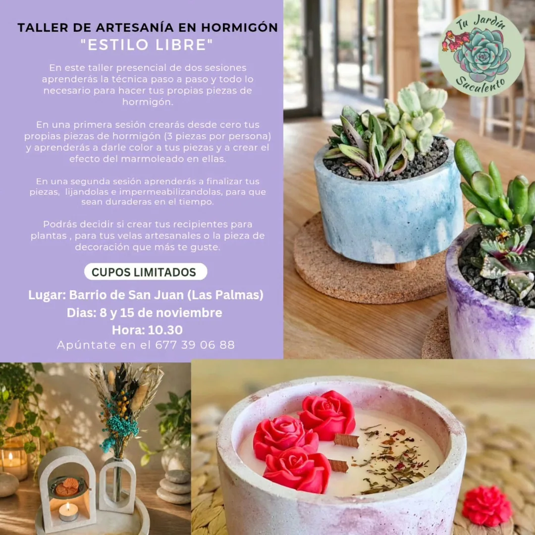 Cartel de Taller de Artesanía en Hormigón 'Estilo Libre'