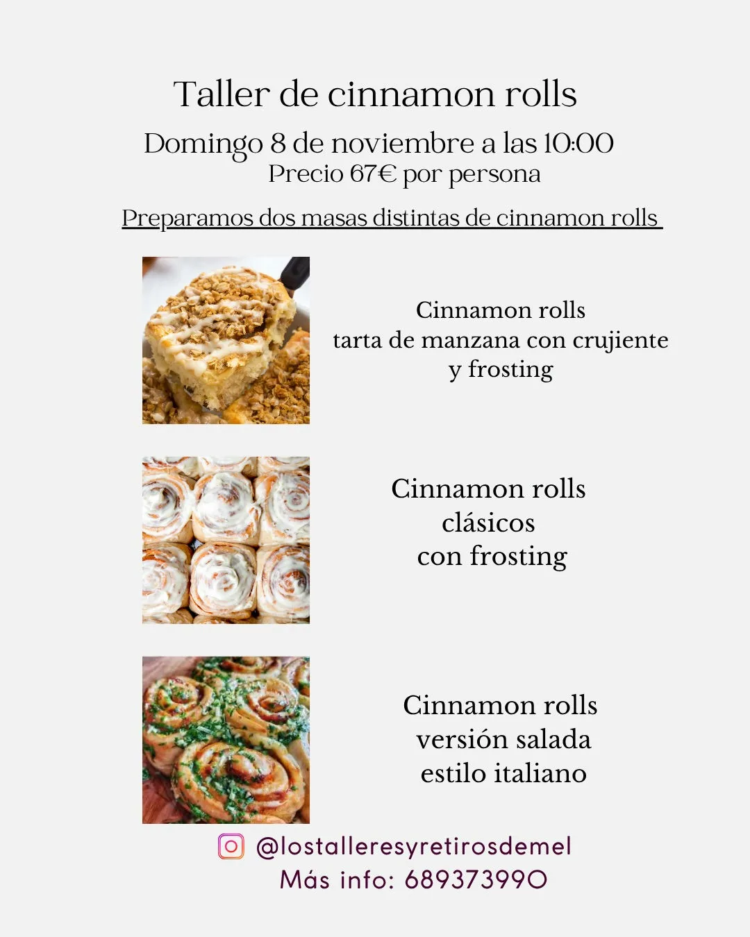 Cartel de Taller de cinnamon rolls