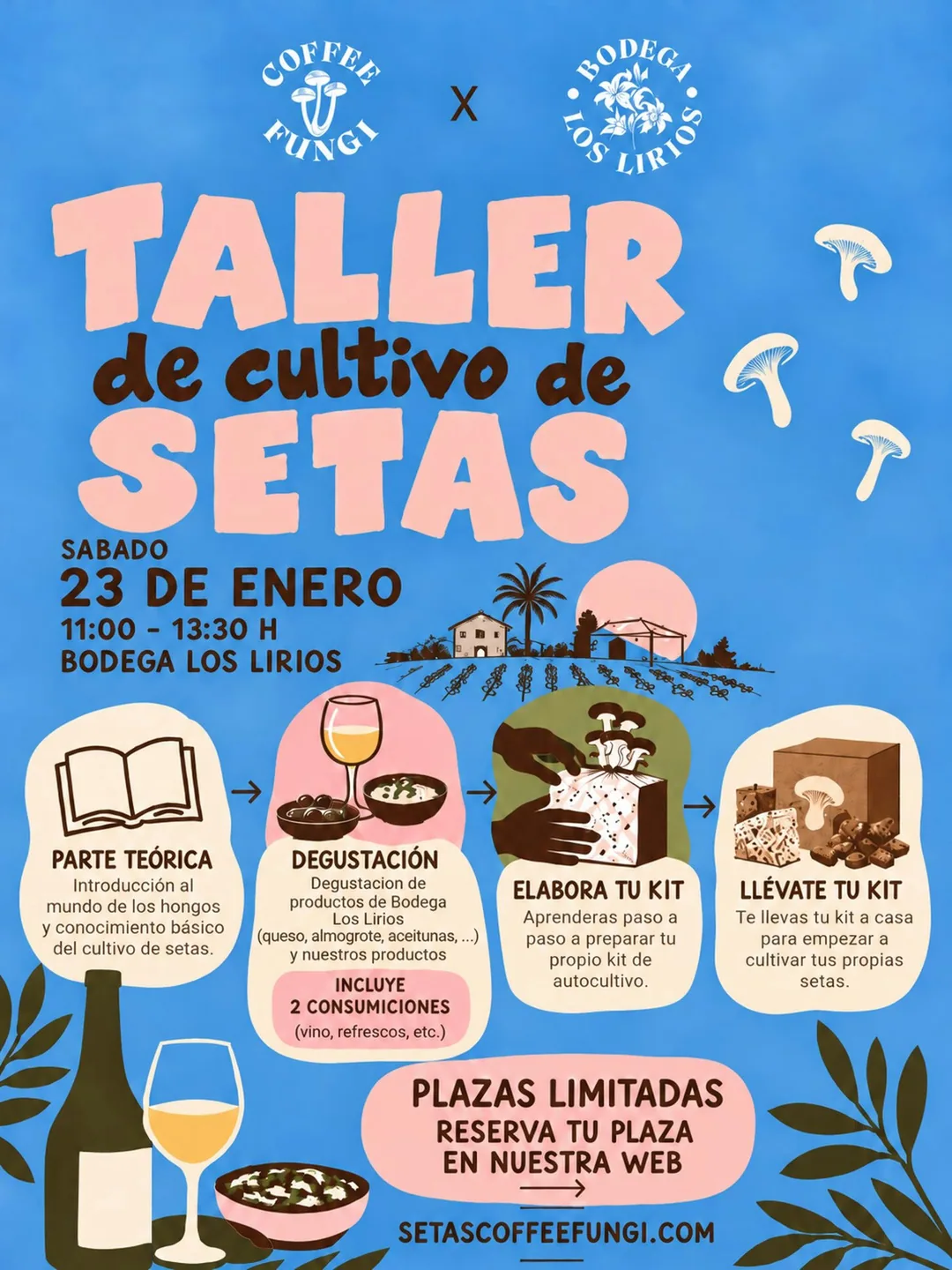 Cartel de Taller de cultivo de setas