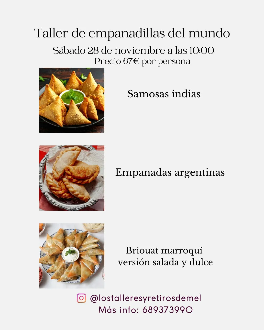 Cartel de Taller de empanadillas del mundo
