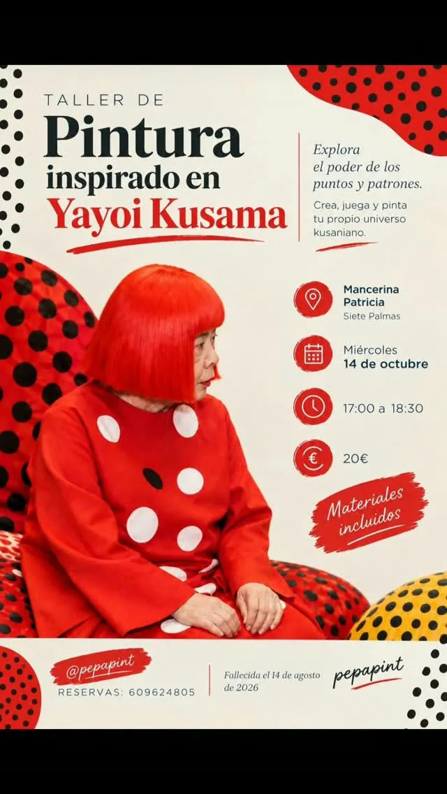 Cartel de Taller de pintura inspirado en Yayoi Kusama