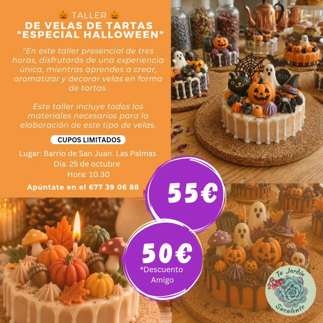 Cartel de Taller de velas de tartas especial Halloween