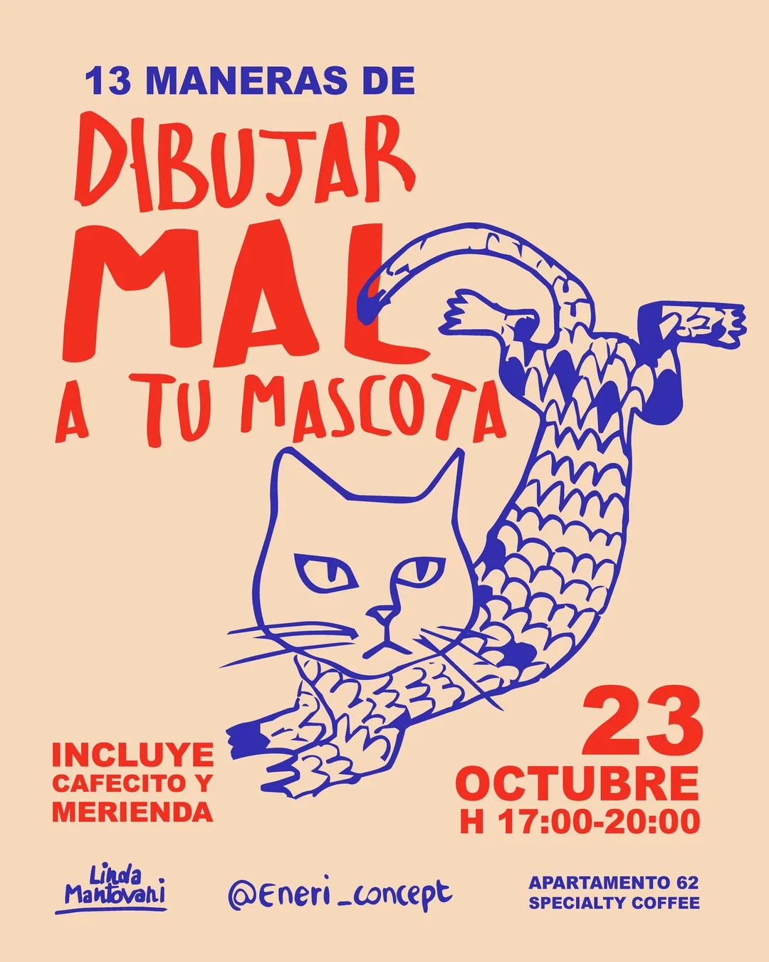 Cartel de Taller 'Dibujar mal a tu mascota'