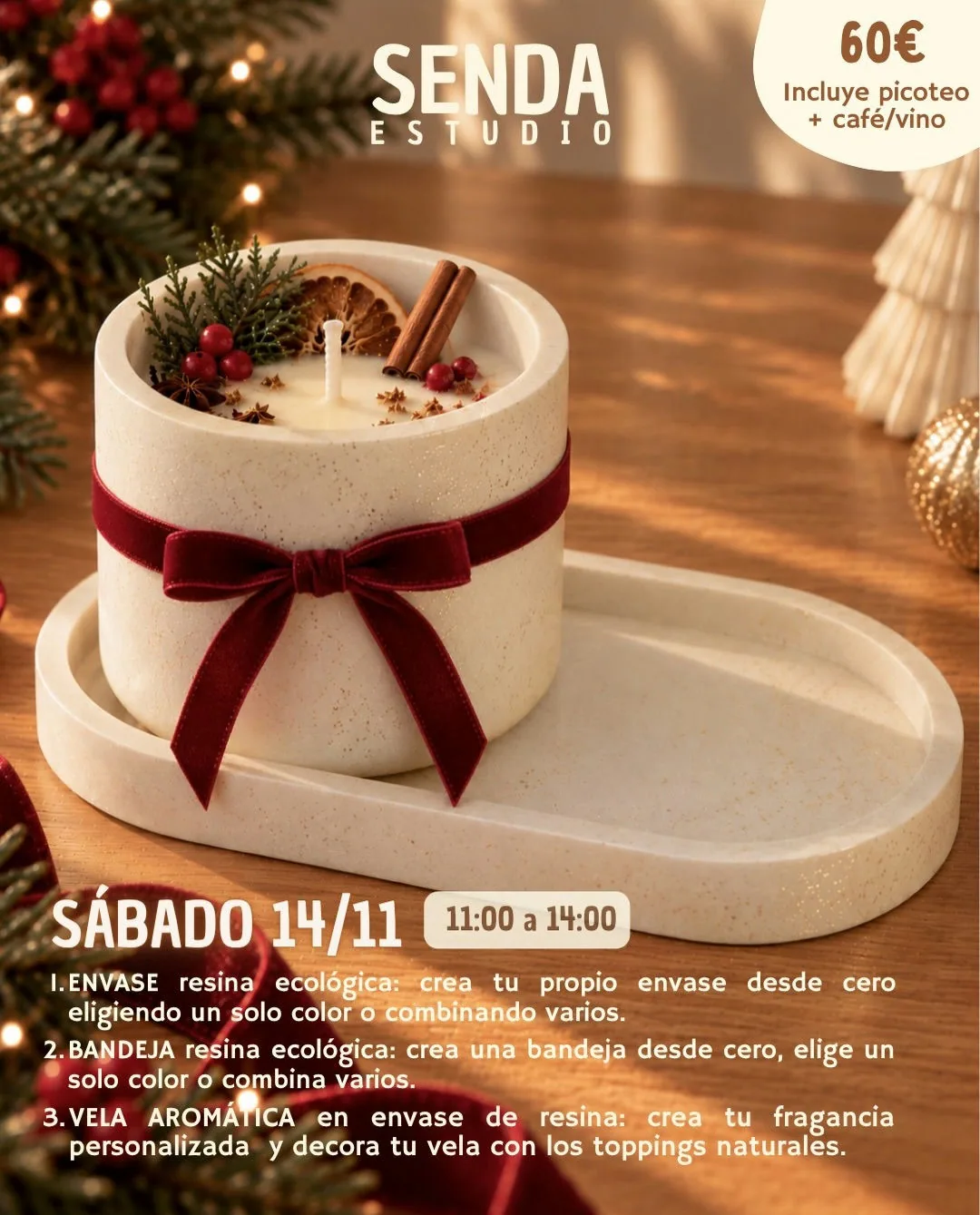 Cartel de Taller Envase + bandeja + vela aromática