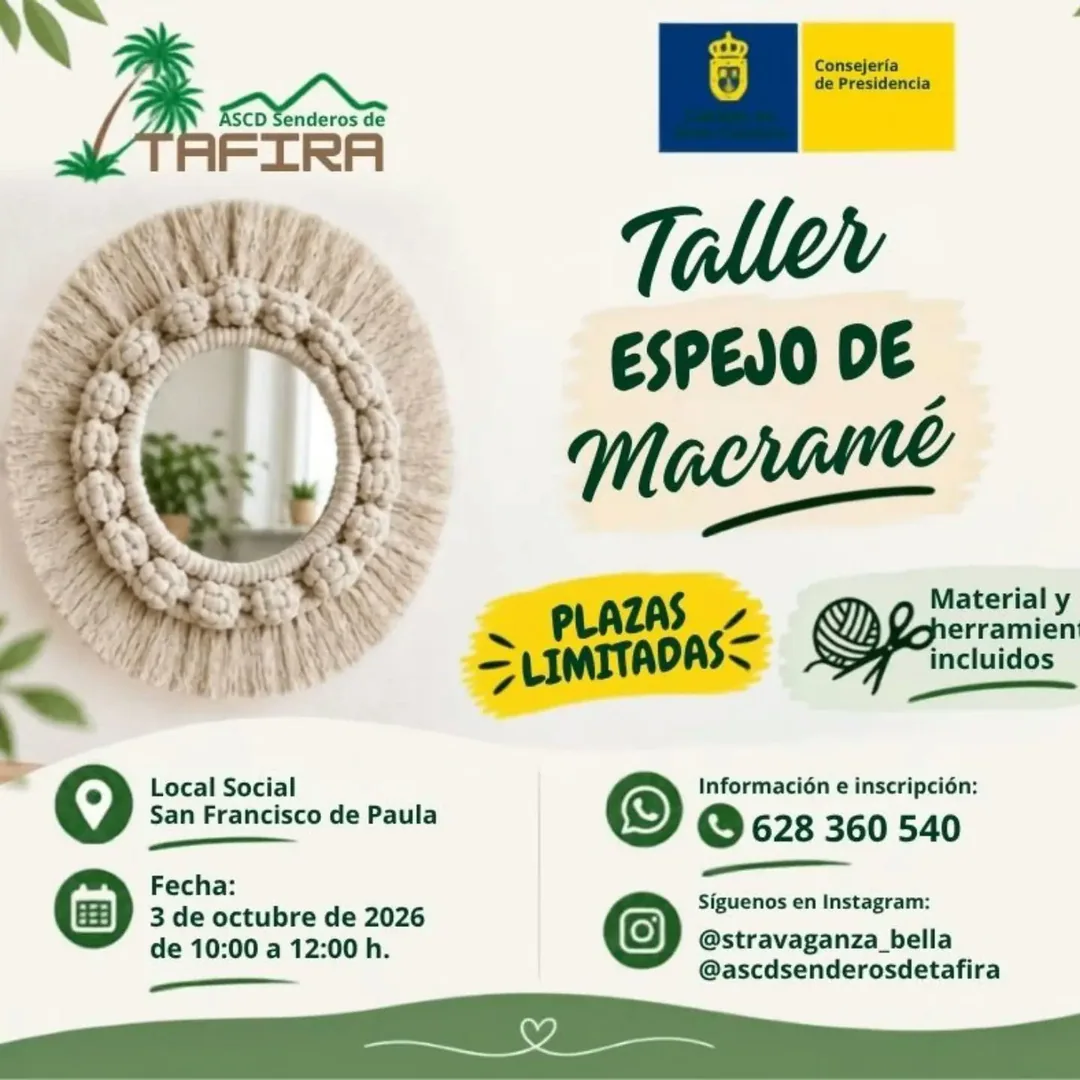Cartel de Taller Espejo de Macramé
