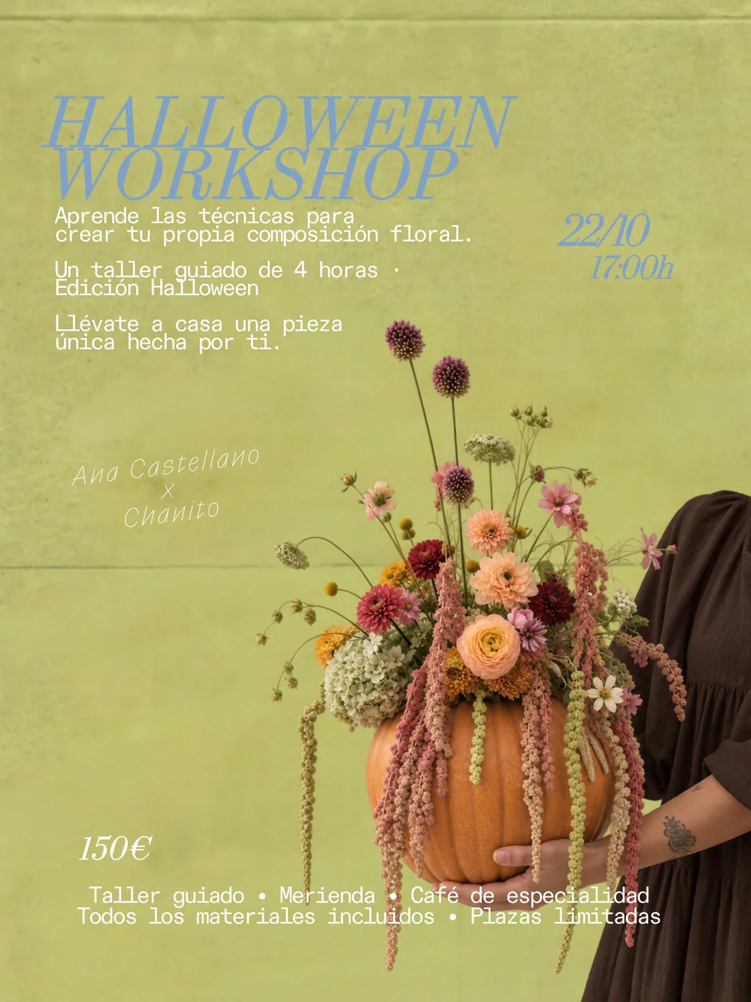 Cartel de Taller floral Halloween en Chanito