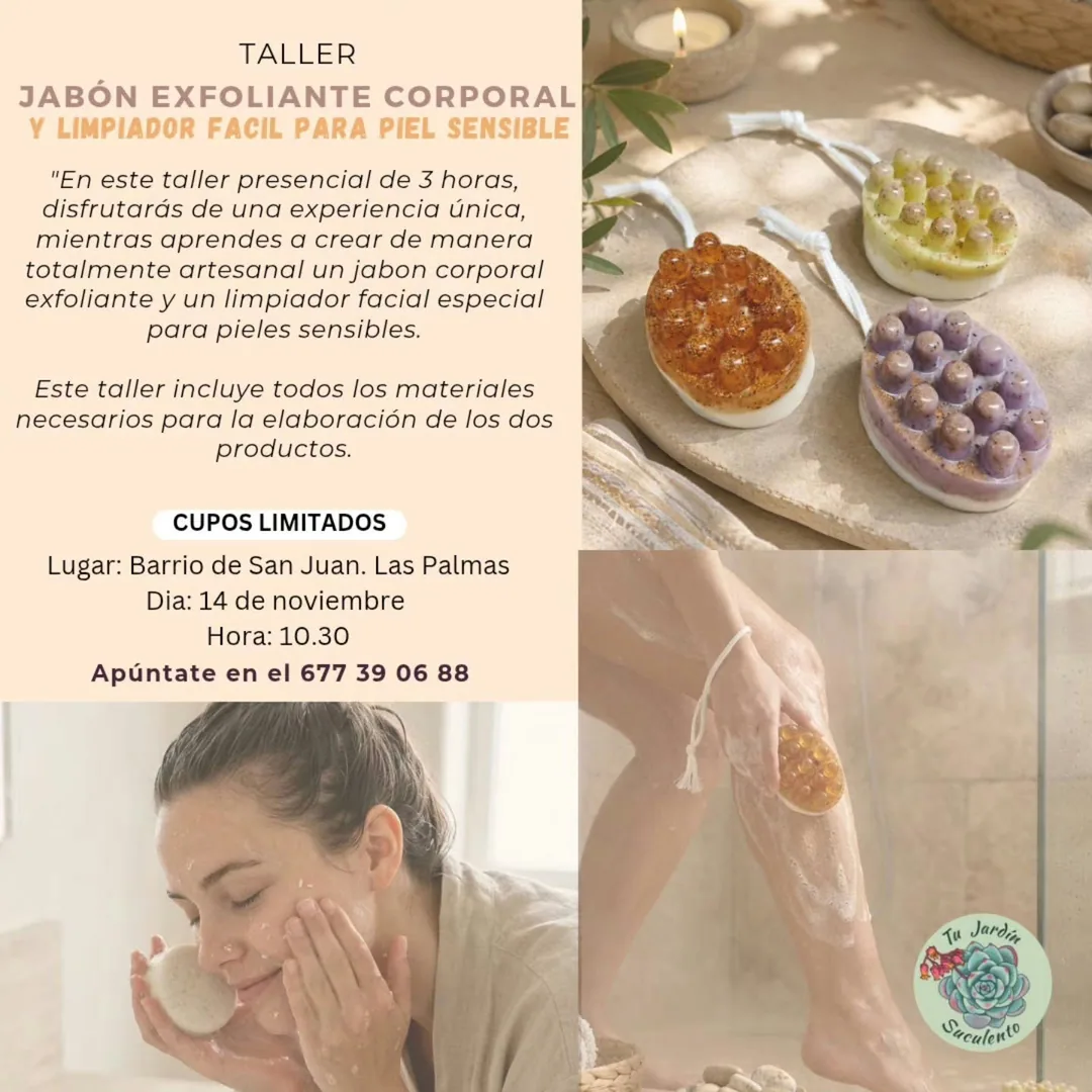 Cartel de Taller Jabón Exfoliante Corporal y Limpiador Fácil para Piel Sensible