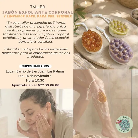 Cartel de Taller Jabón Exfoliante Corporal y Limpiador Fácil para Piel Sensible