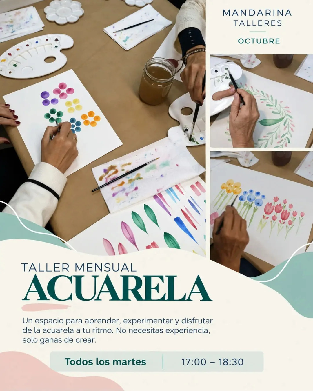 Cartel de Taller Mensual Acuarela