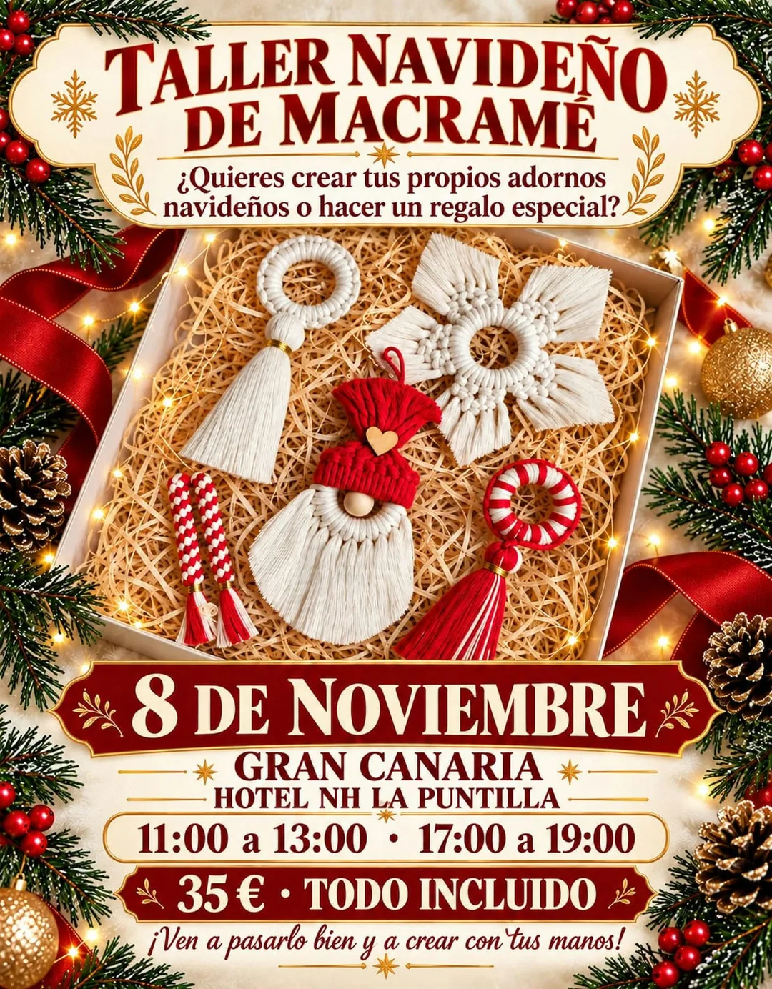 Cartel de Taller Navideño de Macramé