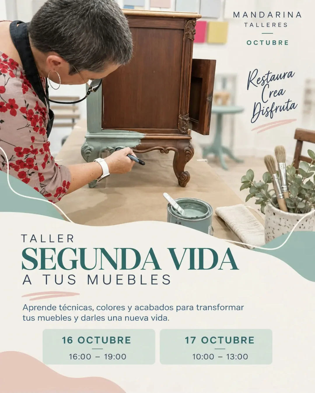 Cartel de Taller Segunda Vida a tus Muebles