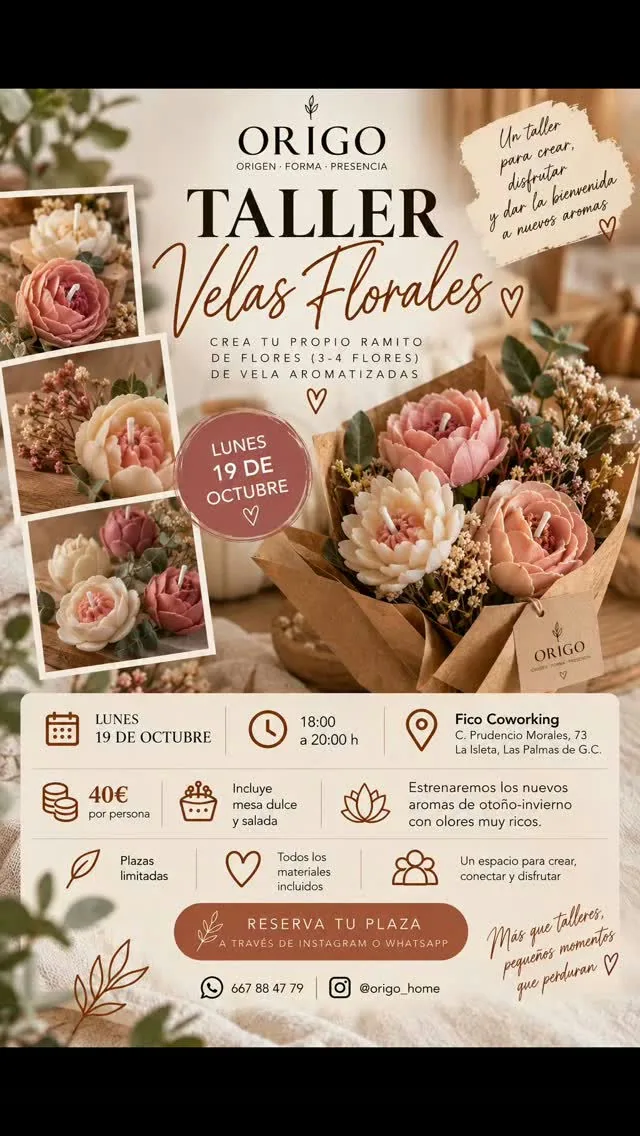 Cartel de Taller Velas Florales