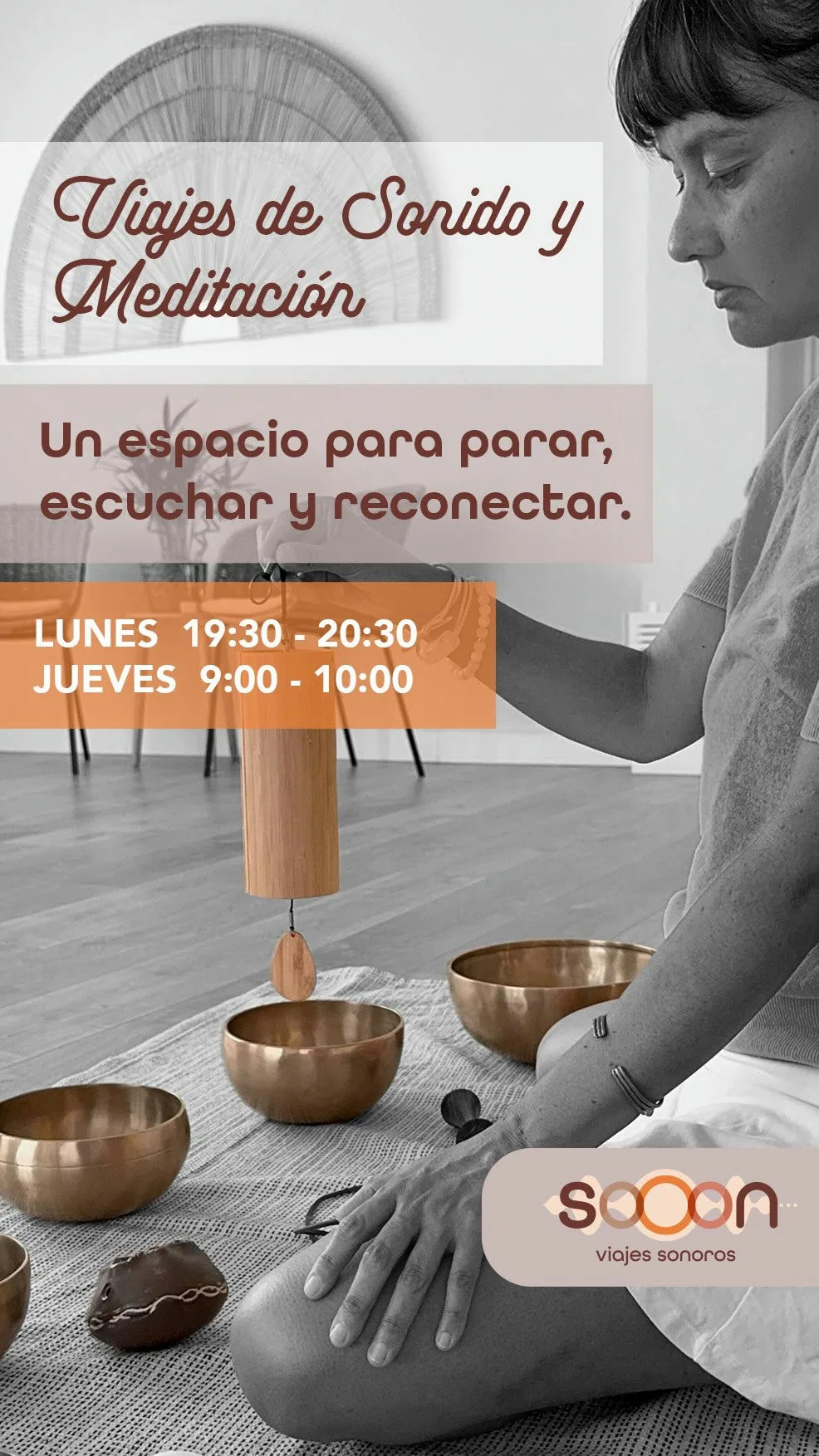 Cartel de Viaje Sonoro y Meditación - sesión jueves 15 de octubre